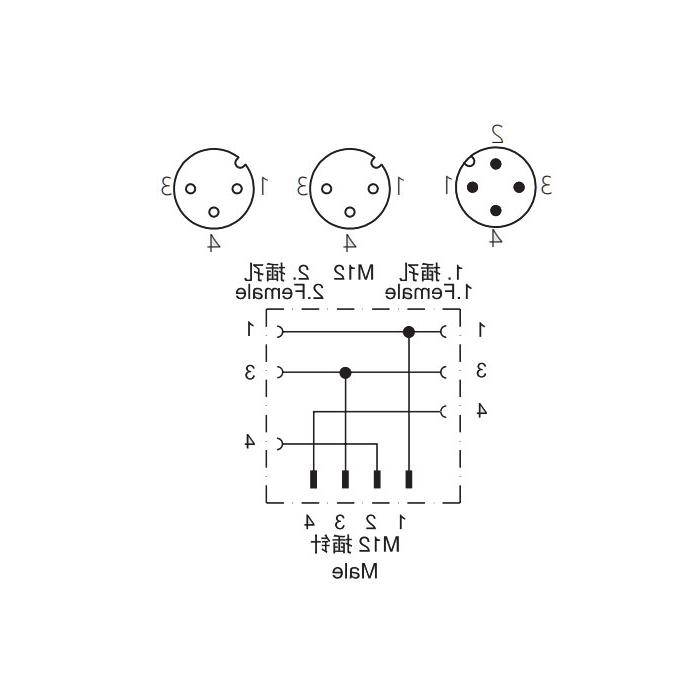 M12 4Pin公头/2M12 3Pin母头、Y型插接器、644491